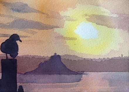 Dawn, St Michael's Mount and a Gull