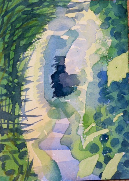 Walking between the hedges near PemPem's house